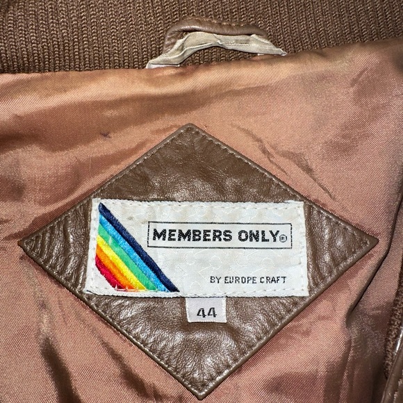 Vintage Members Only brown leather bomber jacket size 44 by Europe Craft - Picture 4 of 8